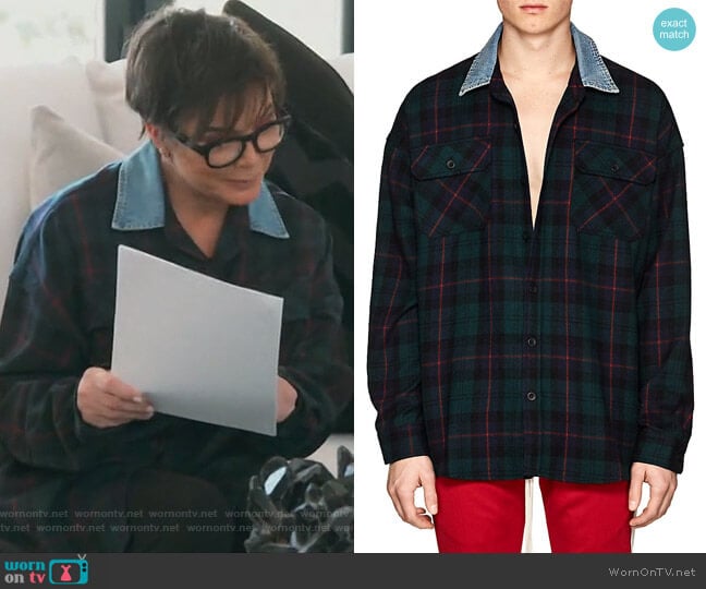 Fear of God Plaid Wool Flannel Oversized Shirt worn by Kris Jenner on Keeping Up with the Kardashians