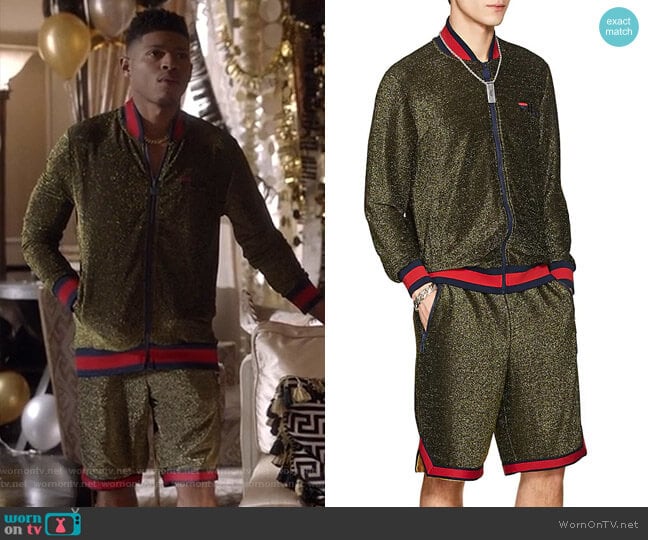 Fila Logo Sparkly Bouclé Bomber Jacket worn by Hakeem Lyon (Bryshere Y. Gray) on Empire