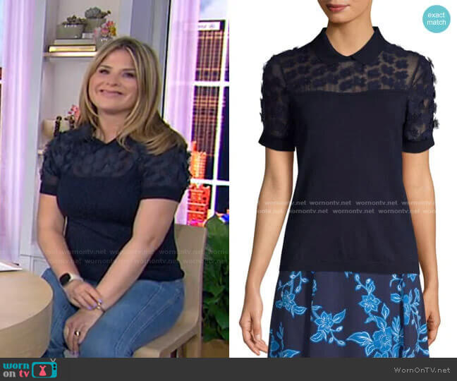 Draper James Fleurette Embellished Sweater worn by Jenna Bush Hager on Today