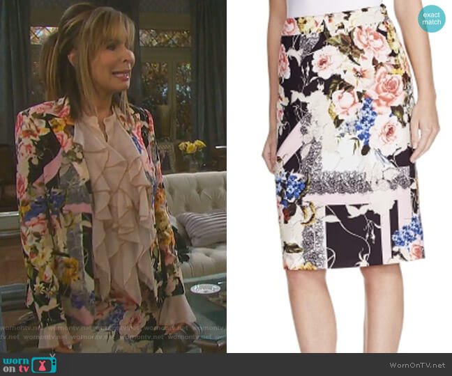 Basler Floral Print Pencil Skirt worn by Kate Roberts (Lauren Koslow) on Days of our Lives