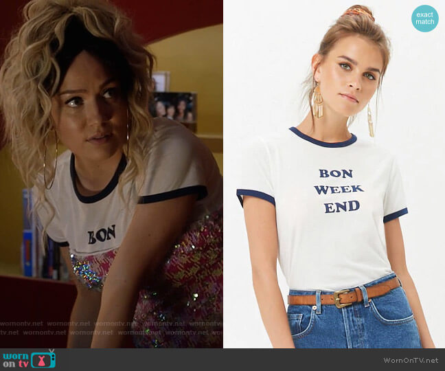 Forever 21 Bon Weekend Graphic Ringer Tee worn by Star Davis (Jude Demorest) on Star