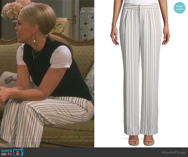 Frame True Stripe Straight-Leg Pants worn by Jennifer Horton (Melissa Reeves) on Days of our Lives