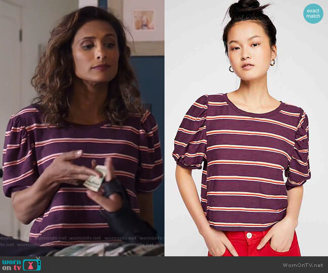 Free People We The Free Molly Tee worn by Emet Kamala-Sweetzer (Sarayu Blue) on I Feel Bad