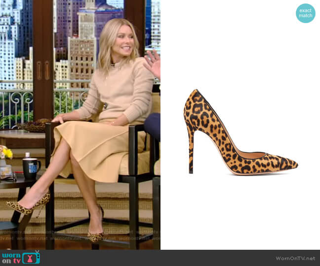 Gianvito Rossi Leopard-Print Pumps worn by Kelly Ripa on Live with Kelly and Mark