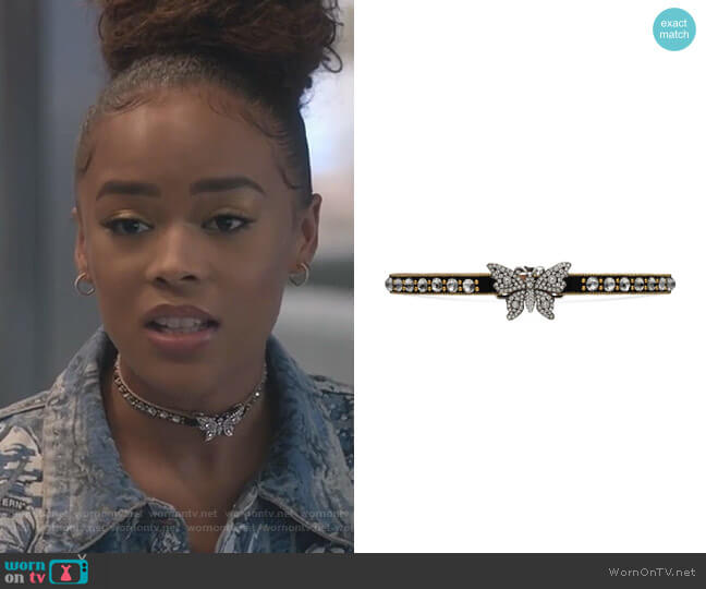 Gucci Crystal Studded Butterfly Choker worn by Tiana Brown (Serayah McNeill) on Empire