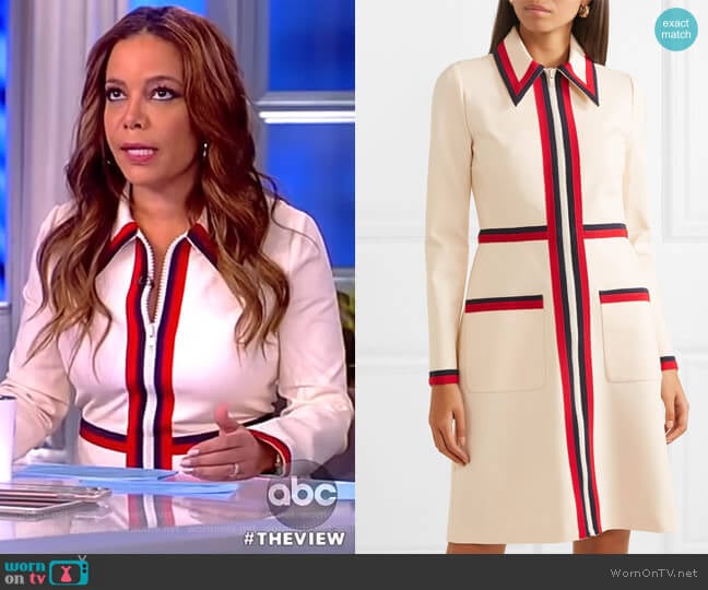 Gucci Grosgrain-trimmed stretch-crepe dress worn by Sunny Hostin on The View