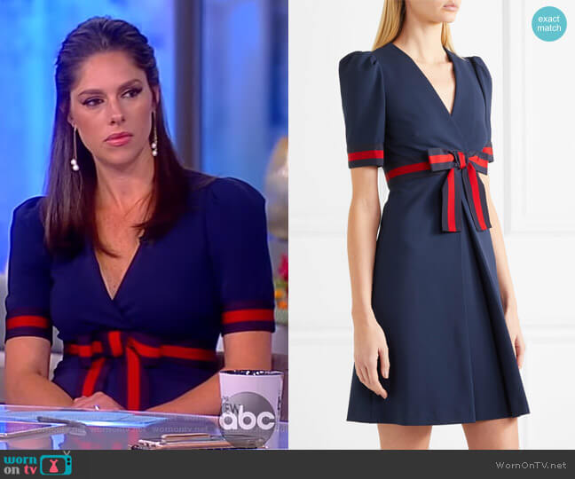 Gucci Grosgrain-trimmed stretch-ponte mini dress worn by Abby Huntsman on The View