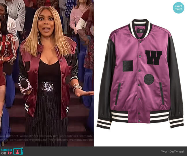 H&M Padded Baseball Jacket worn by Wendy Williams on The Wendy Williams Show