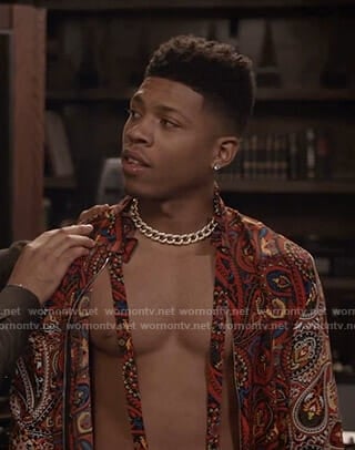 Hakeem’s orange paisley print shirt on Empire