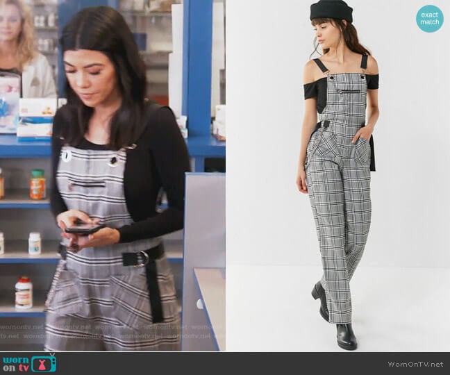I AM GIA Cobain Plaid Chain Overall worn by Kourtney Kardashian on Keeping Up with the Kardashians