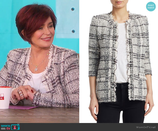 IRO Blanca Plaid Tweed Jacket worn by Sharon Osbourne on The Talk
