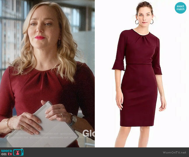 J. Crew Bell-sleeve sheath in stretch ponte worn by Marissa Morgan (Geneva Carr) on Bull