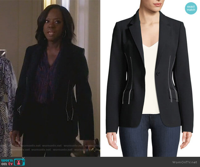 Jason Wu Compact Crepe Blazer Jacket worn by Annalise Keating (Viola Davis) on How to Get Away with Murder