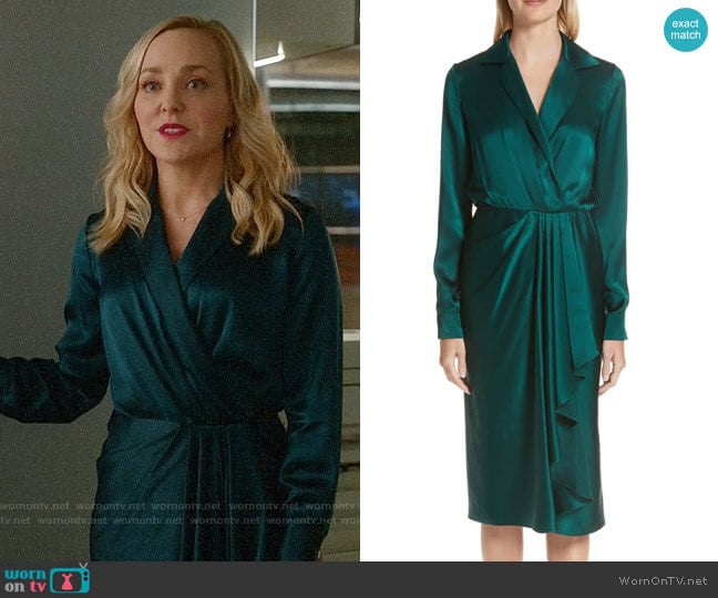 Jason Wu Surplice Silk Charmeuse Dress worn by Marissa Morgan (Geneva Carr) on Bull
