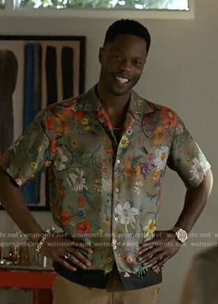 Jeff’s green floral print shirt on Dynasty