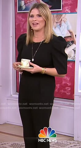 Jenna’s black puff sleeve jumpsuit on Today