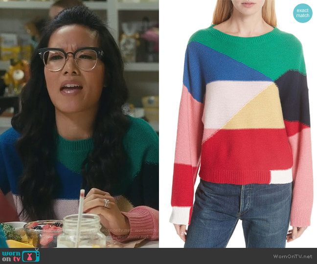 Joie Megu Colorblock Wool & Cashmere Sweater worn by Doris (Ali Wong) on American Housewife