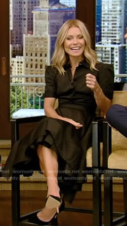 Kelly’s black short sleeve shirtdress on Live with Kelly and Ryan