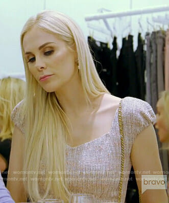 Kameron’s cap sleeve tweed dress on The Real Housewives of Dallas