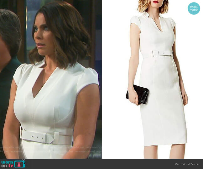 Karen Millen Belted Puff-Sleeve Sheath Dress worn by Chloe Lane (Nadia Bjorlin) on Days of our Lives