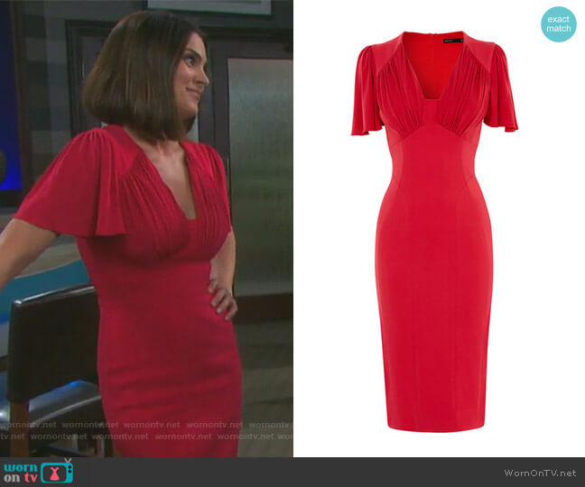 Karen Millen Gathered Detail Midi Dress worn by Chloe Lane (Nadia Bjorlin) on Days of our Lives
