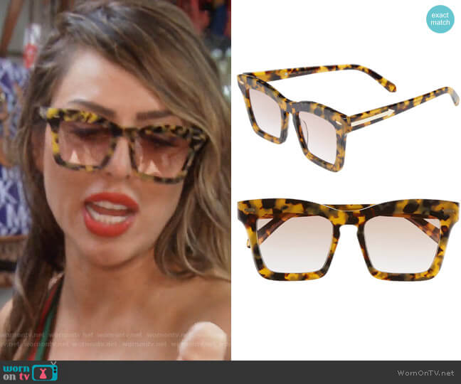 Karen Walker Banks 51mm Rectangular Sunglasses worn by Kelly Dodd on The Real Housewives of Orange County
