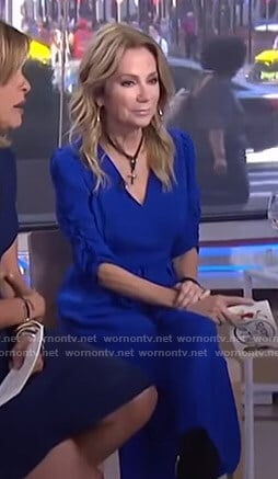Kathie’s blue ruched sleeve jumpsuit on Today