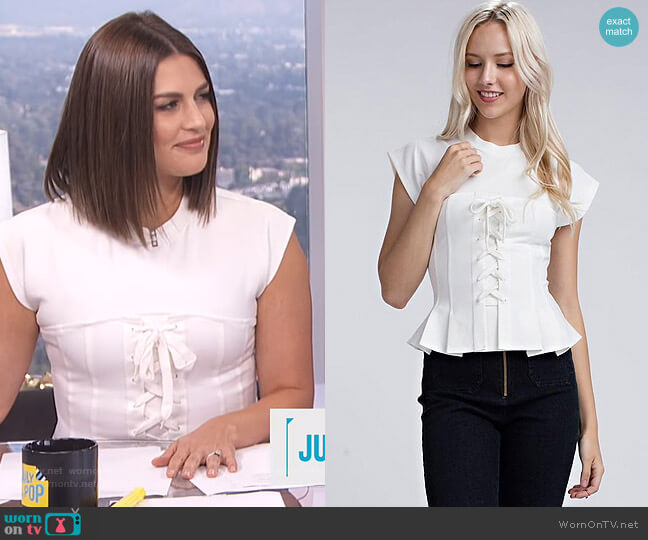 Honey Punch Kira Peplum Top worn by Carissa Loethen Culiner on E! News