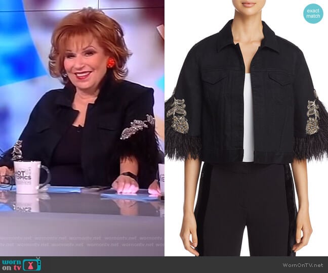 Kobi Halperin Chandra Feather Trim Jacket worn by Joy Behar on The View