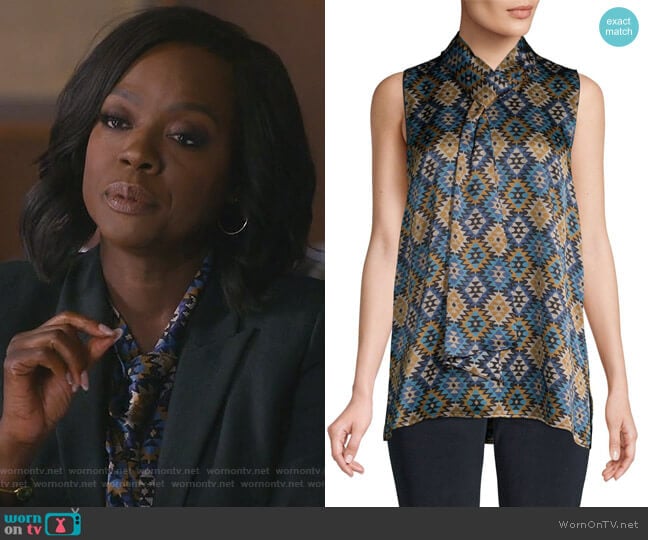 Lafayette 148 New York Tile-Print Blouse worn by Annalise Keating (Viola Davis) on How to Get Away with Murder