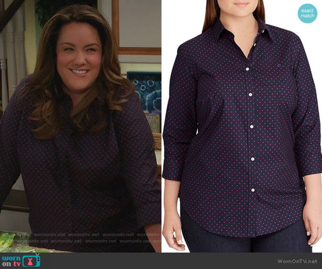 Ralph Lauren Floral-Print Cotton Shirt worn by Katie Otto (Katy Mixon) on American Housewife