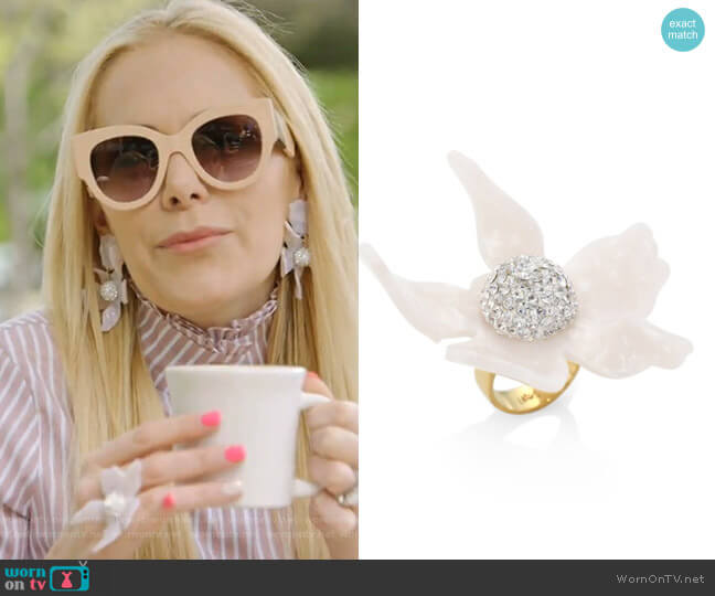 Lele Sadoughi Crystal Lily Ring worn by Kameron Westcott on The Real Housewives of Dallas