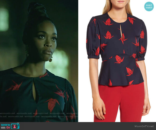 Lewit Puffed Sleeve Print Top worn by Anissa Pierce (Nafessa Williams) on Black Lightning