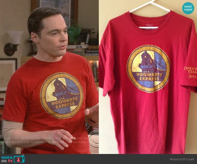 Limited Edition Hogwarts Express Shirt from The Wizarding World of Harry Potter worn by Sheldon Cooper (Jim Parsons) on The Big Bang Theory