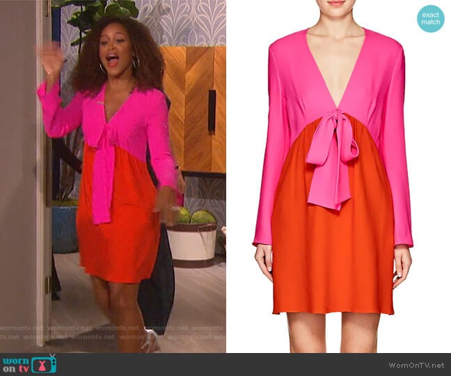 Lisa Perry Colorblocked Crepe Sheath Dress worn by Eve on The Talk