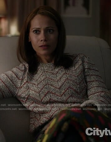 Lourdes’s grey chevron sweater on Manifest