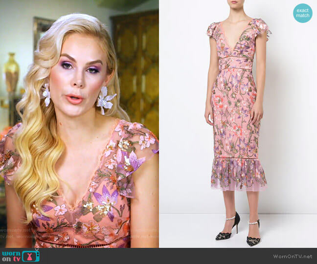 Marchesa Notte Floral Fitted Dress worn by Kameron Westcott on The Real Housewives of Dallas