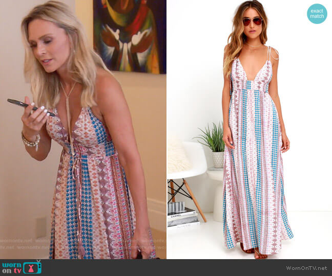 Lulus Maxin Relaxin Multi Print Maxi Dress worn by Tamra Judge on The Real Housewives of Orange County