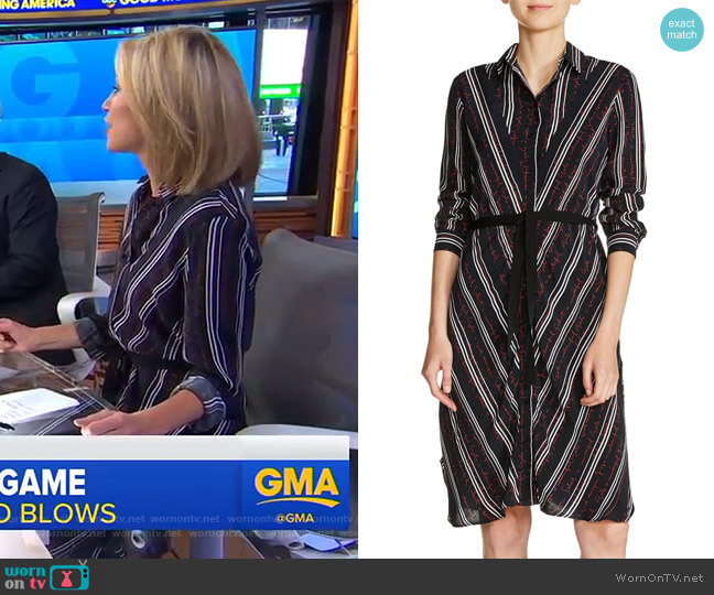 Maje Stripe Shirtdress worn by Amy Robach on Good Morning America