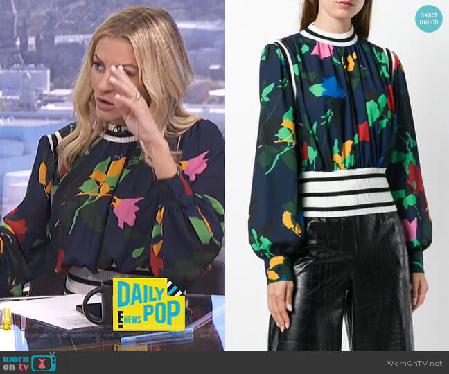 MSGM Printed Blouse worn by Morgan Stewart on E! News