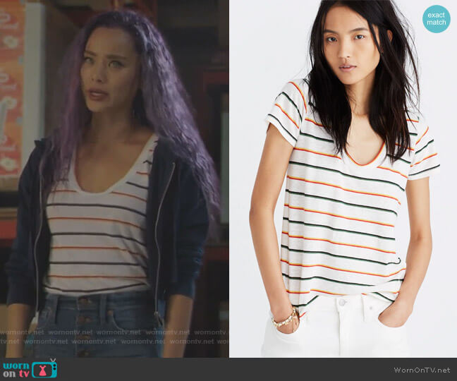 Madewell City Tee in Walcott Stripe worn by Clarice Fong (Jamie Chung) on The Gifted