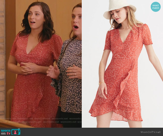 Madewell Posy Ruffle Dress in Twisted Vines worn by Rebecca Bunch (Rachel Bloom) on Crazy Ex-Girlfriend