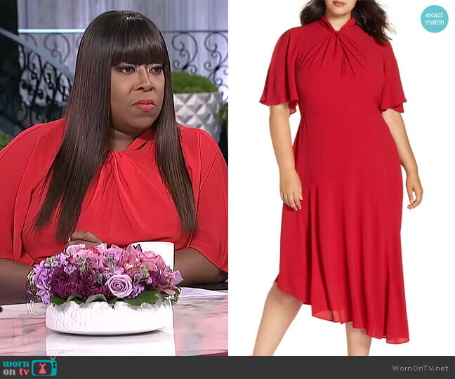 Maggy London Asymmetrical Midi Dress worn by Loni Love on The Real