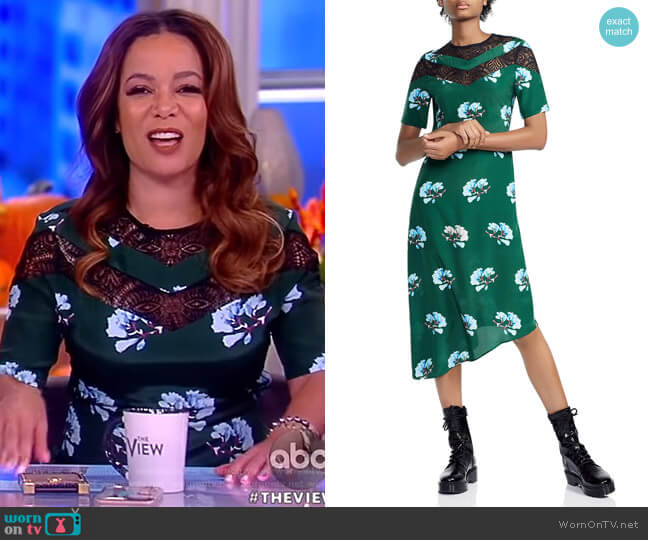 Maje Rowers Asymmetric Floral-Print Midi Dress worn by Sunny Hostin on The View