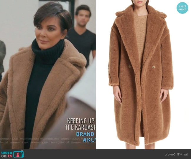 Max Mara Teddy Bear Icon Faux Fur Coat worn by Kris Jenner on Keeping Up with the Kardashians