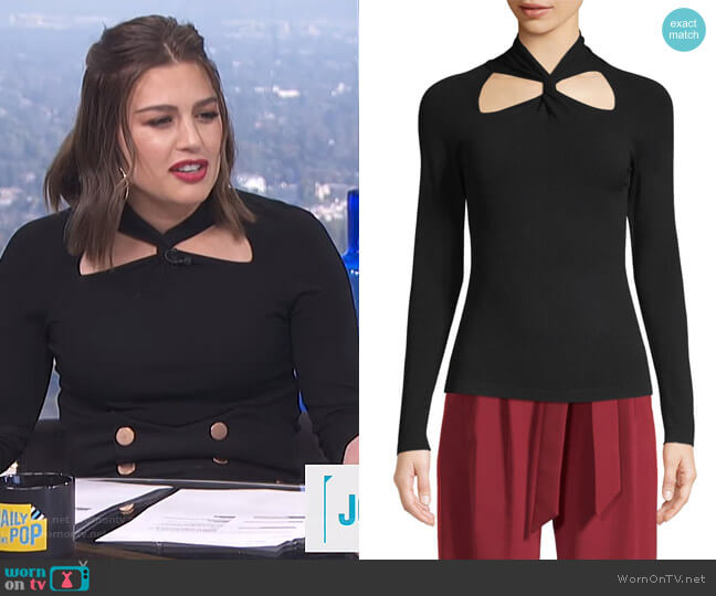 Milly Twist-Neck Pullover Sweater worn by Carissa Loethen Culiner on E! News