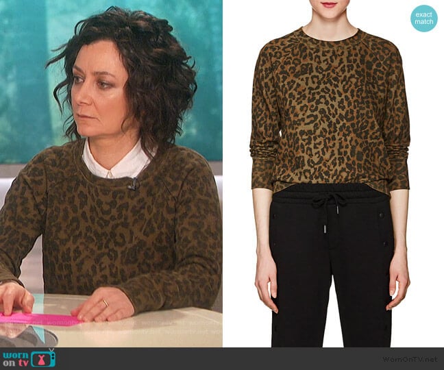 NSF Saguro Leopard-Print Cotton Sweatshirt worn by Sara Gilbert on The Talk
