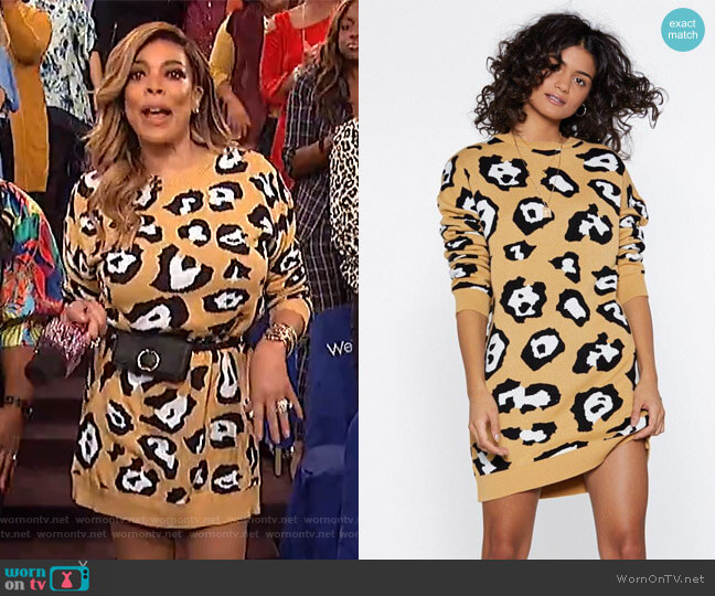 Nasty Gal Take Meow-t Leopard Sweater Dress worn by Wendy Williams on The Wendy Williams Show