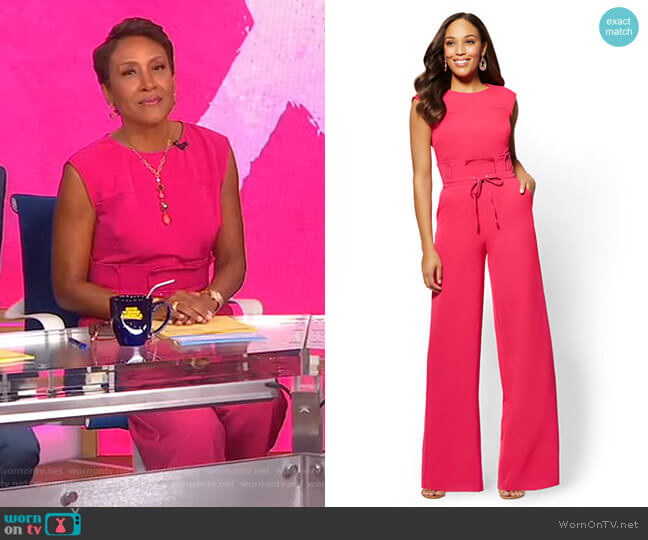 New York & Company Paperbag-Waist Jumpsuit worn by Robin Roberts on Good Morning America