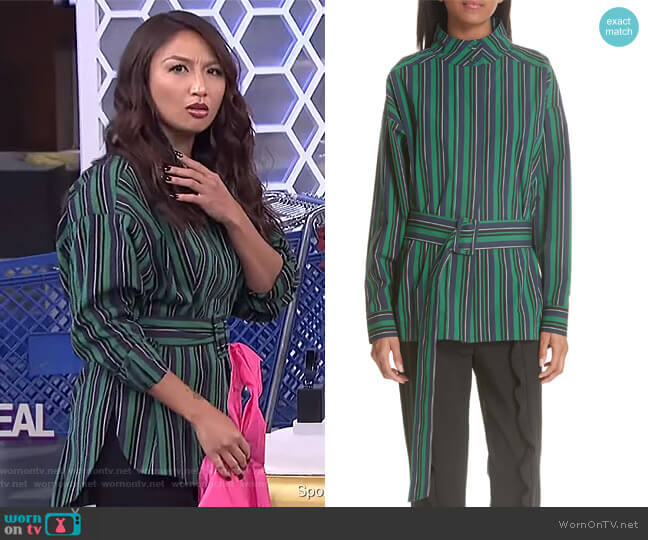 Opening Ceremony Striped Belted Top worn by Jeannie Mai on The Real